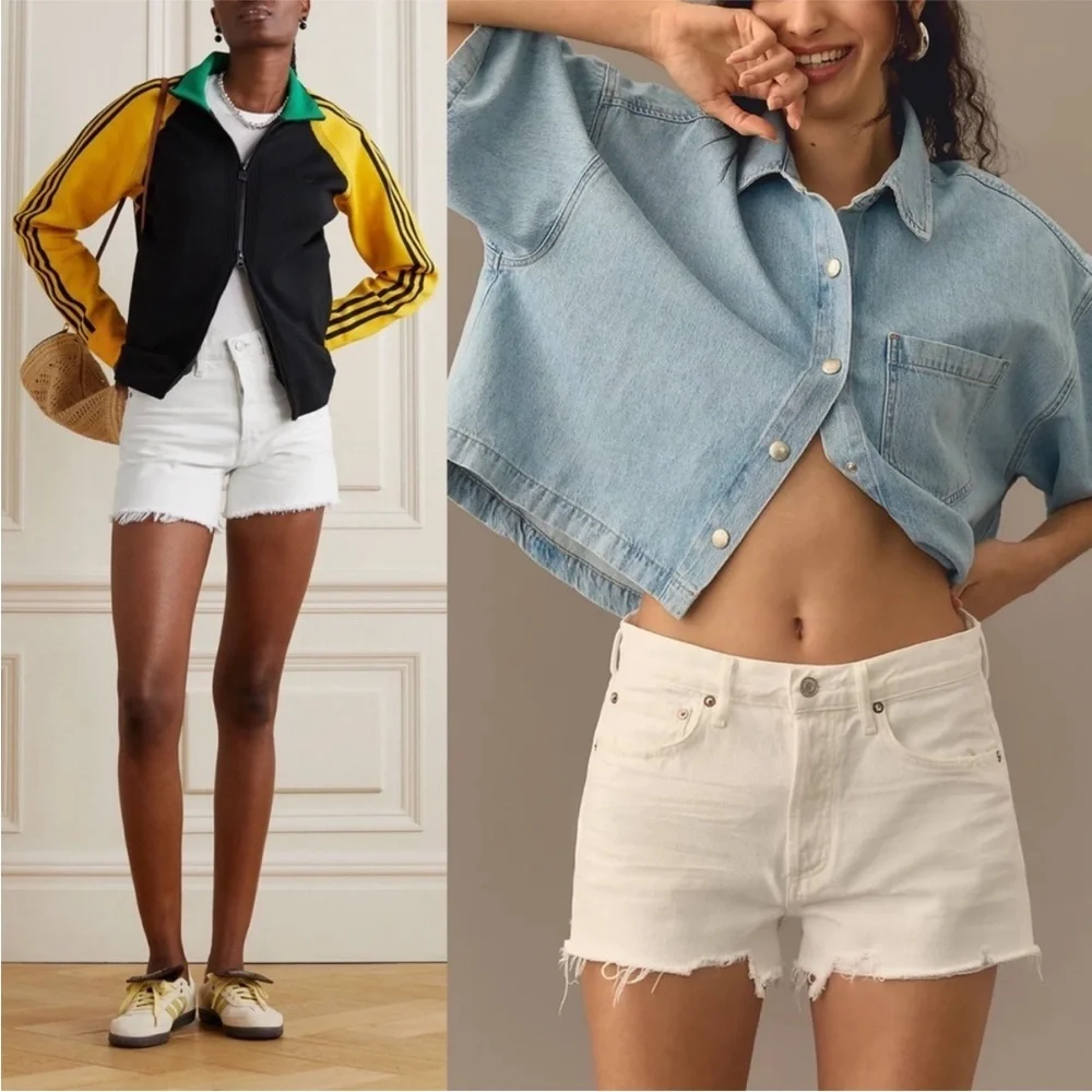 AGOLDE 90s Organic Cotton Denim High Rise Fray Hem Cutoff Relaxed Jean Shorts 31